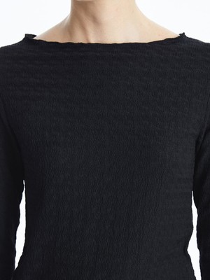 Bisiklet Yaka Dokulu Kadın Body