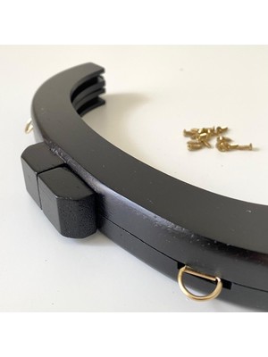 Yumakça Çanta Bursu Ahşap Oval Slim Siyah 20 Cm