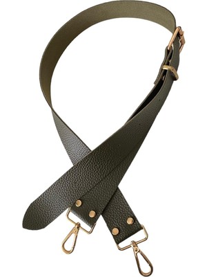 Yumakça Kemer Tokalı Ayarlanabilir Çanta Askısı 130 Cm* 4 cm Haki Renk Altın Kancalı