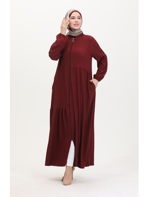 Sefa Merve Büzgülü Ferace 1027-03 Bordo