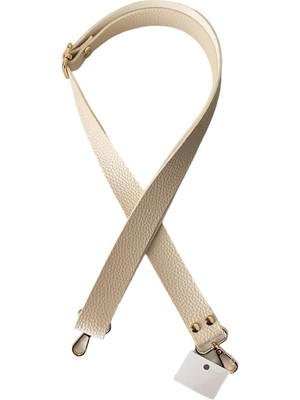 Yumakça Sürgü Tokalı Ayarlanabilir Çanta Askısı 135 Cm* 3 cm Krem Renk Altın Kancalı