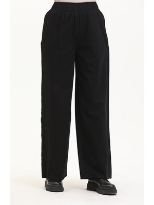 Sefa Merve Beli Lastikli Kot Pantolon 1793EY-01 Siyah