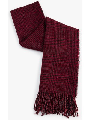 Koton Ekoseli Püsküllü Uzun Atkı