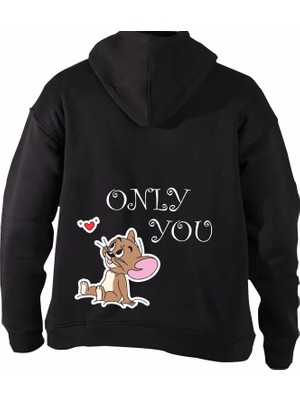 Bafaco Tekstil / Kapişonlu Sırt Baskılı 2 Adet (Çift Kombini ) Sweatshirt