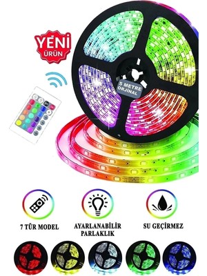 LED Level Rgb 5metre Şerit LED Kumandalı Trafolu Rgb Şerit Işık Aydınlatma Parti LED