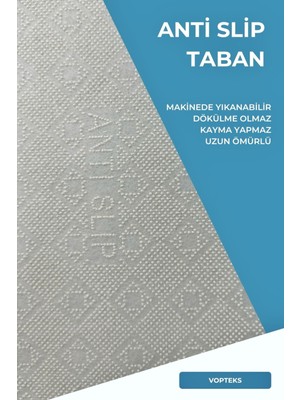 Tekno Trust Banyo Halısı Yumuşak Makinede Yıkanabilir Leke Tutmaz Taş Desen Peluş Beyaz Üçlü Banyo Takımı