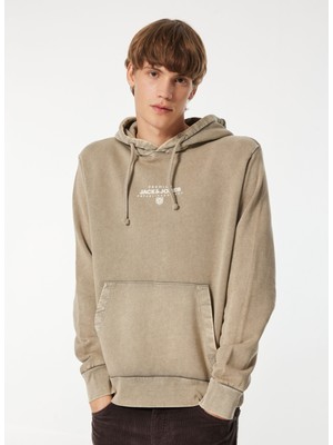 Jack & Jones Kapüşon Yaka Bej Erkek Sweatshırt 12262430_JPRBLUAXTON Sweat Hood