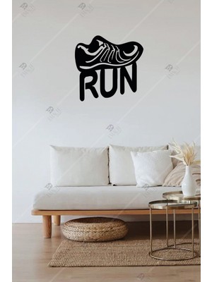 Run Yazılı Motivasyon Ahşap Duvar Dekoru