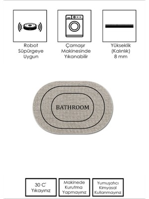 Tekno Trust Kaymaz Taban Yıkanabılır40x60 Banyo Halisi Paspas