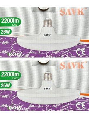 Şavk 26W (260W) 6500K (Beyaz Işık) E27 Duylu LED Ufo Ampul (2 Adet)