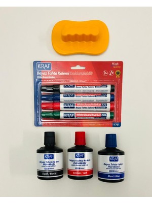 Viva Tahta Silgisi + Tahta Kalemi 4 Renk + Mürekkep 100 ml 3 Ad.( Okul Kırtasiye Seti )