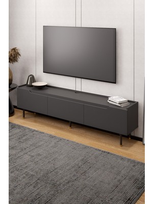 Lifedeco Tv Ünitesi Antrasit Kapaklı Ayaklı Eğri Kenar LD-3003-GAEK