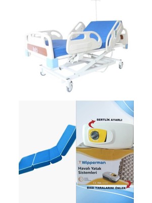 3 Motorlu Full Abs Hasta Karyolası + 4 Parçalı Yatak + Baklava Tipi Havalı Yatak Takım