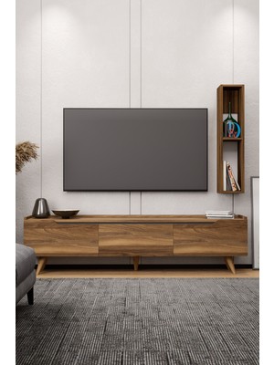 Lifedeco Tv Ünitesi Tesbih Kapaklı Ayaklı Eğri Kenar 1 Raflı LD-3003-TAEK1R