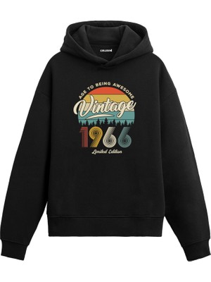 Colermi 1966 Vintage Nostalji Doğum Günü Hediyesi Vintage Tasarım Kapşonlu Sweatshirt