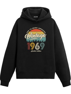 Colermi 1969 Vintage Nostalji Doğum Günü Hediyesi Vintage Tasarım Kapşonlu Sweatshirt