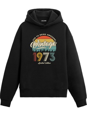 Colermi 1973 Vintage Nostalji Doğum Günü Hediyesi Vintage Tasarım Kapşonlu Sweatshirt