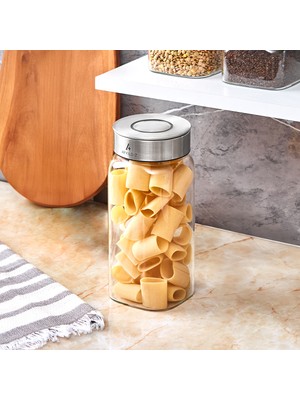 Aryıldız Timeless 1330 ml Cam Kavanoz Metal Kapaklı Şık Tasarım ile Yiyeceklerinizi Korur