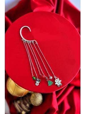 Yılbaşı Figürleri Sallantılı Geçirmeli Saç ve Kulak Aksesuarı Ear Cuff