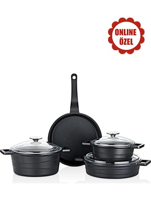Lavonni 7 Parça Döküm Tencere Seti ( Cam Kapak )