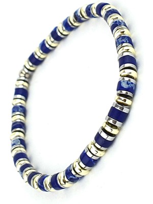 Lapis Lazuli Hematit Taş Detaylı Tasarım Doğal Taş Kadın Bileklik