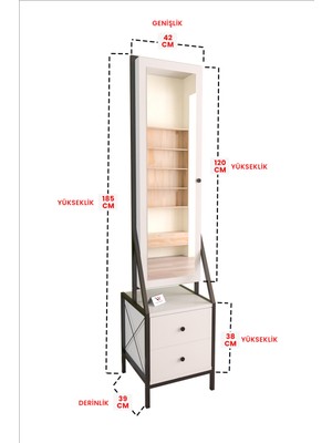 Hediyeler Kapında Aynalı Takı ve Aksesuar Dolabı Çekmeceli Çok Amaçlı Dolap