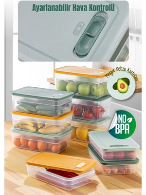 Vienev 9lu Ayarlı Sebze ve Meyve Saklama Kabı Renkli 3x(2,5-3,8-5 Litre)