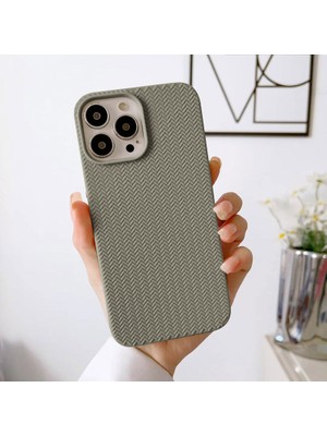 Zebana Apple iPhone 14 Pro Max Uyumlu Kılıf Zebana Woven Silikon Kılıf Gece Yeşili