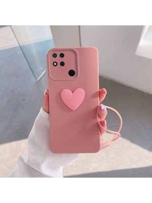 Zebana Xiaomi Redmi 10A Kılıf Zebana Kalpli Love Kılıf Pembe