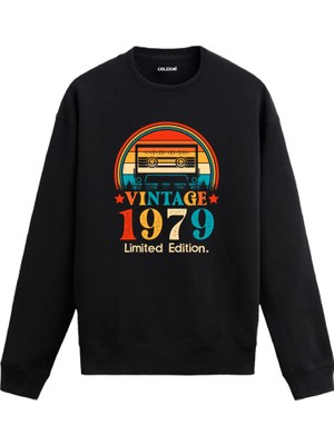 Colermi Retro 1979 Mixtape Limited Edition Doğum Günü Hediyesi Vintage Tasarım Kapşonlu Sweatshirt
