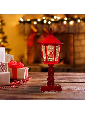 Piraye Gift IŞIKLI MÜZİKLİ NOEL  BABA SULU DEKORATİF FENER - KIRMIZI 20 CM YILBAŞI
