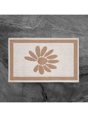 Evidea Soft Daisy Banyo Paspası - Bej - 50X80 cm