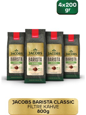 Jacobs Barista Classic Filtre Kahve 200 gr x 4 Aromatik ve Zengin Lezzetli Kahve Menşei TR