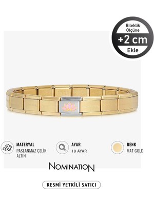 Nomination Italy Composable 18 Ayar Altın Lotus Çiçeği ve Çelik Bileklik Mat Gold