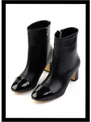 Bambi Siyah Siyah Rugan   Kadın Bot & Bootie K02828335009