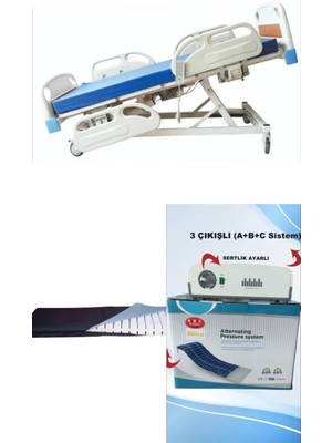4 Motorlu Full Abs Hasta Karyolası + Lazer Kesim Yatak + 3 Çıkışlı Abc Sistem Boru Tipi Havalı Yatak Takım