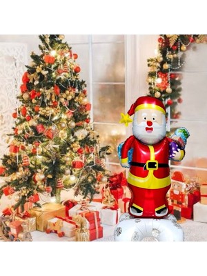 Parti Sürprizi Yılbaşı Partisi  Paketli Noel Baba Folyo Balon 156 cm 1 Adet