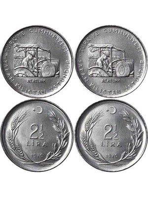 Koleksiyon Fao Saban Kılıçtan Üstündür 2 Adet Çil 1970 - 2½ Lira Fao Ters - Düz Takım