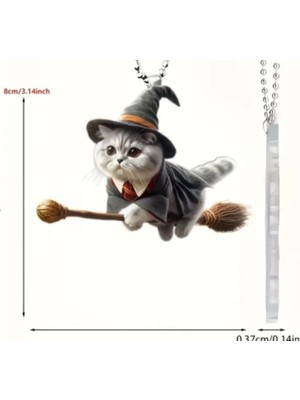 Elit ELİT81 2d Akrilik Harry Potter Sihirli Uçan Kedi Sırt Çantası Anahtarlık Için Süs Eşyası