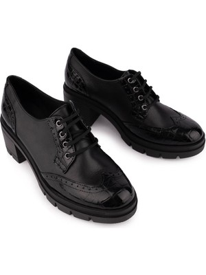 Emel Ayakkabı Deri Bağlı Oxford Spor Butti Ayakkabı Siyah 2150