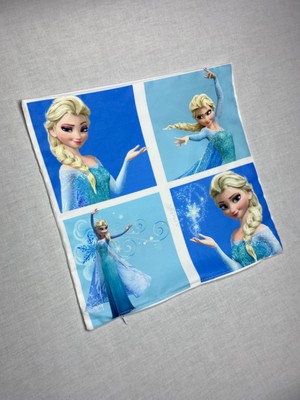 Frozen Elsa Desenli Dijital Baskılı Dekoratif Kırlent Kılıfı ve Yastık