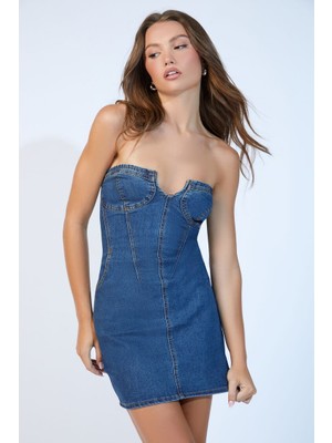 F21 Denim Mini Elbise