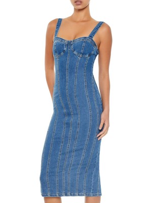 F21 Denim Midi Elbise