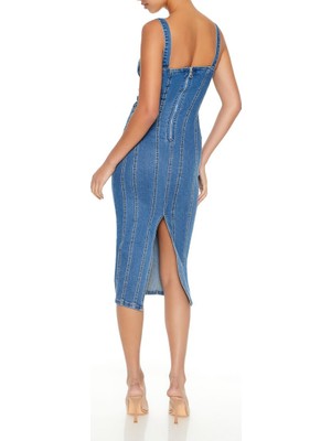 F21 Denim Midi Elbise