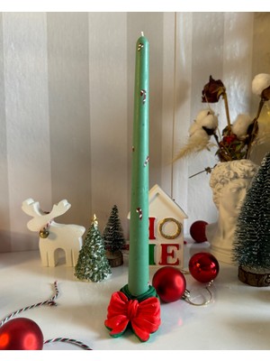 Yeyu Candles Christmas Candy Candlestick / Noel Tasarım Şamdan Mum ve Mumluk 2'li