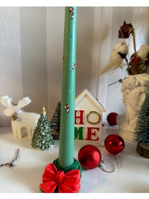 Yeyu Candles Christmas Candy Candlestick / Noel Tasarım Şamdan Mum ve Mumluk 2'li