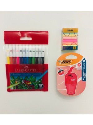 Silka Kırtasiye Seti (Silgi 8 Li - Keçeli Kalem 12 Li - Ellipse Maxi Kalemtraş 2 Li)