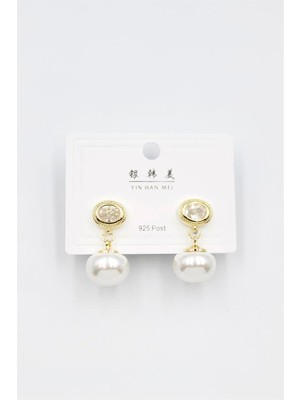 Royaleks Incili Taşlı Küpe - Altın