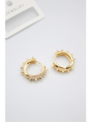 Royaleks Taşlı Halka Küpe - Altın