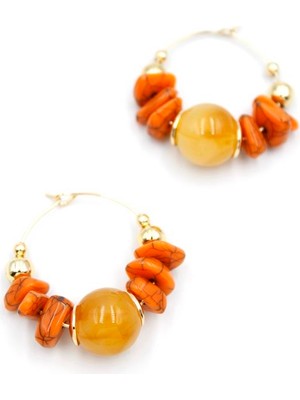 Royaleks Boncuklu Küpe - Turuncu